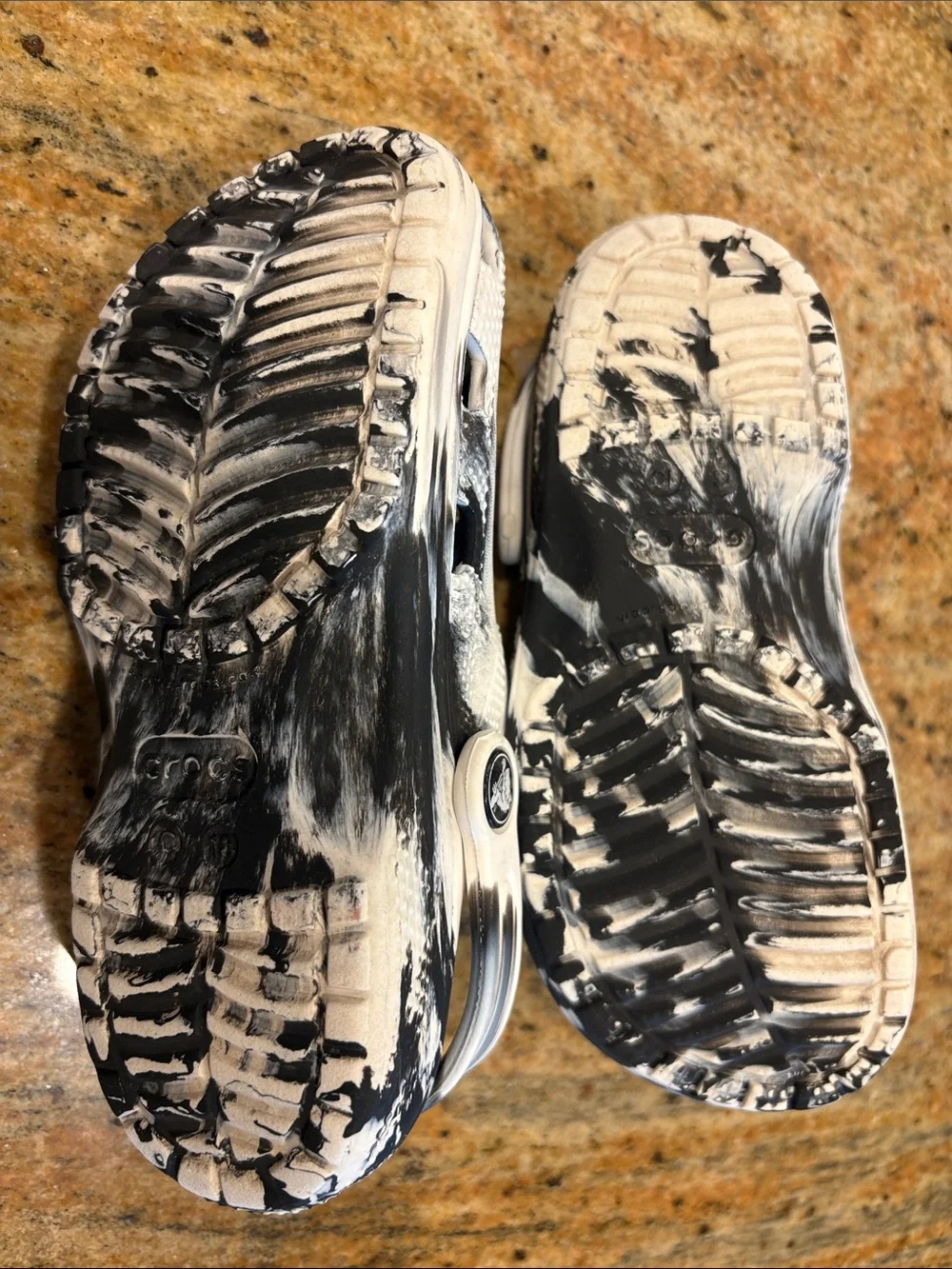 CROCS Kids size 13 Black and White Marbleized Classic - Great condition